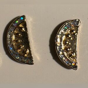 New Mini Fruit Slice Gold Stud Earrings